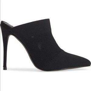 Black mesh breathable comfort mule heels stiletto